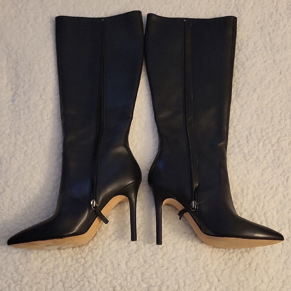 Halston Heritage Amanda Boots Black Leather Stiletto Size 9 - Picture 7 of 10